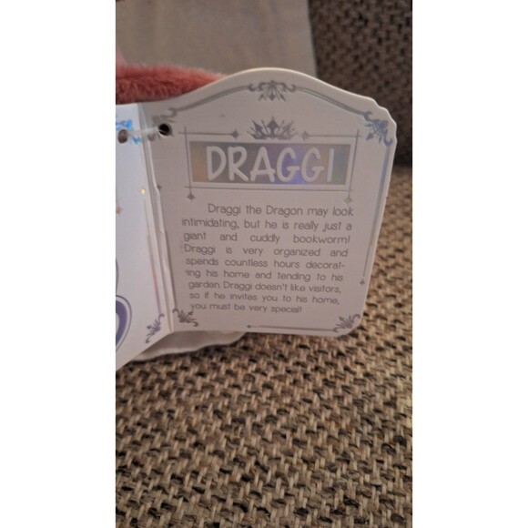 Bellzi Draggi Red Dragon Plush Toy 6” Kawaii Stuffed Animal in Mauve White Brown - Picture 8 of 10